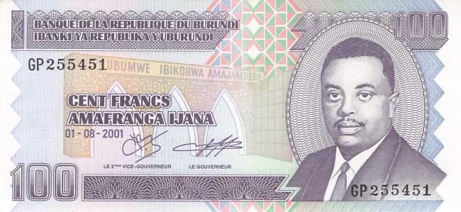 Burundi p37c 100 Francs 2001